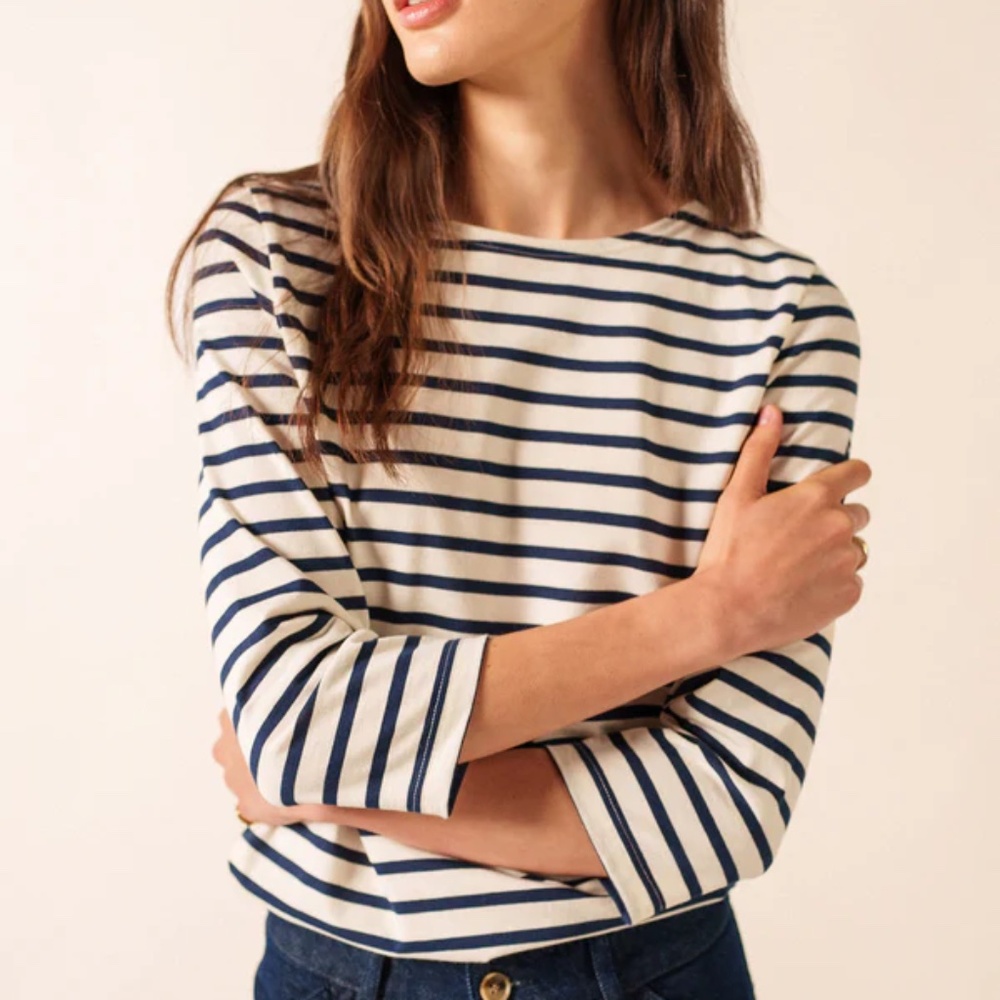 Galathee Neige/marine style 4131 navy/white stripe 3/4 sleeve round neck